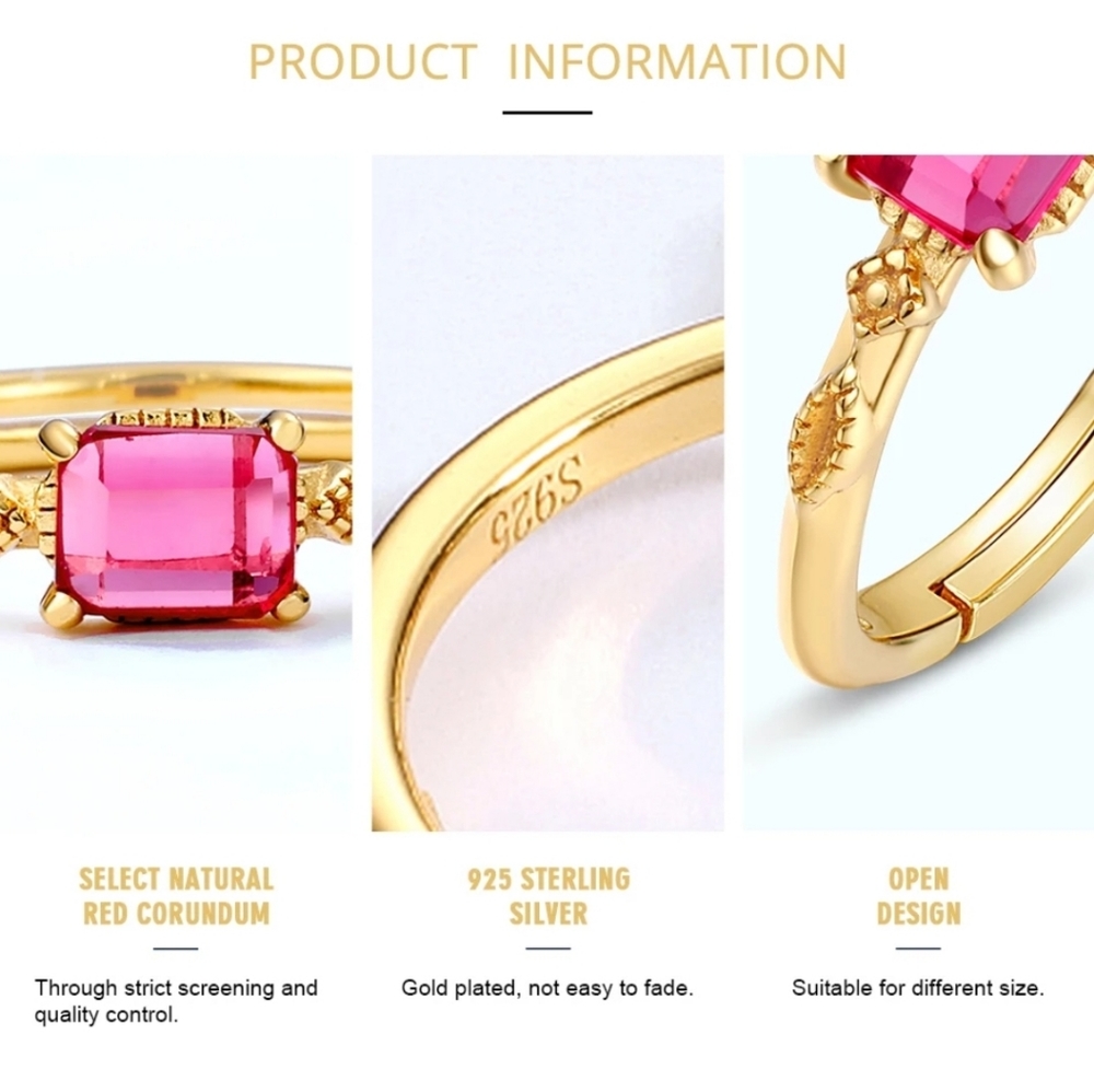 Pink Corundum Adjustable Ring - Picture 3 of 5